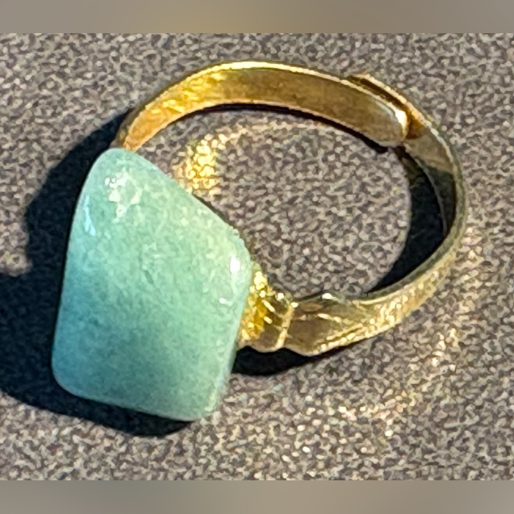 Boho Amazonite Stone Adjustable Gold-Toned Ring